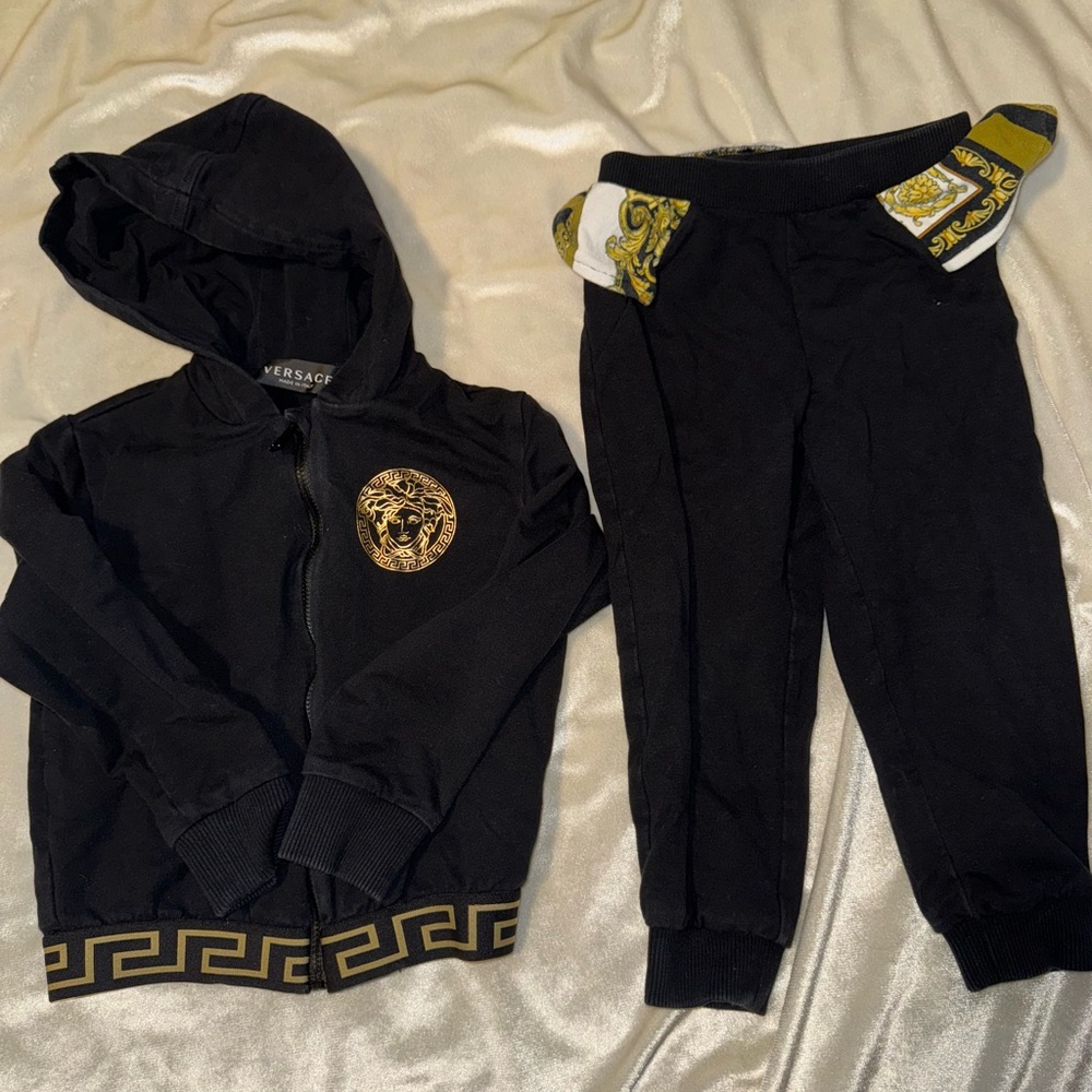 Versace Kids Black Joggers with Gold Detailing